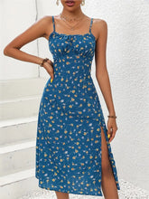 Load image into Gallery viewer, 2024 Summer Sexy Spaghetti Straps Dress Women Fashion Polka Dot Print Sleeveless Slit Dress Boho Casual Beach Midi Dresses

