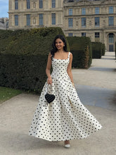 Load image into Gallery viewer, 2025 Polka Dot Maxi Dresses Women Elegant Square Neck Lotus Hem Long Gowns Chic Lady Sleeveless High Waist Cinched Summer Robes
