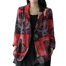 Load image into Gallery viewer, Autumn Vintage Long Sleeve Printed Coats Female Thin Tops Women Blazer Spring Summer Cotton Shirt Casual Outwears
