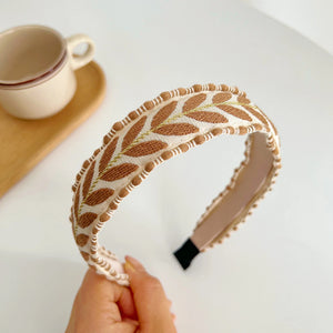 New Fashion Headband For Women Top Bohemia Leaf Embroidery Hairband Girls Spring Turban Hair Accessories