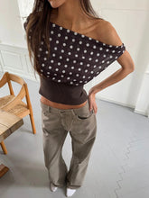 Load image into Gallery viewer, Mozision Backless Polka Dot Crop Tops Women Vest Fashion Summer New Oblique Shoulder Sleeveless Tank Tops Pullovers Female
