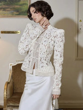 Load image into Gallery viewer, Tossy Summer Lace Printed Shirts Tops Female Hollow Out Fashion Commute Vintage See-Through Blouse Women&#39;s Lace Shrug Shirts New
