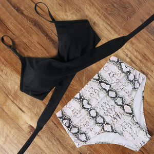 High Waist  Sexy Bikini Set 2024  Biquini Swimwear Women Two Pieces Swimsuit Floral Beachwear V-Neck Bathing Suits Female