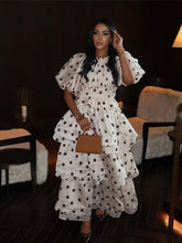 Load image into Gallery viewer, 2025 Polka Dot Maxi Dresses Women Elegant Square Neck Lotus Hem Long Gowns Chic Lady Sleeveless High Waist Cinched Summer Robes

