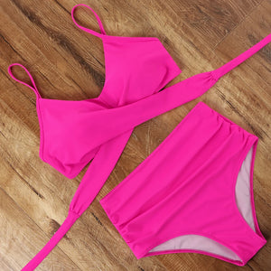 High Waist  Sexy Bikini Set 2024  Biquini Swimwear Women Two Pieces Swimsuit Floral Beachwear V-Neck Bathing Suits Female