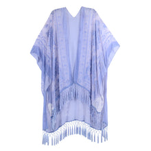 Load image into Gallery viewer, WeHello Bohemian burnt plush kimono Women&#39;s long Purple Tassel Beach Cover-up  Holiday Casual Cardigan Shawl JYPF-20
