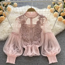 Load image into Gallery viewer, Lace Puff Long Sleeve Blouse Vintage Fashion Blouses Elegant Femme Blusas Korean Woman Tops Women Shirts Clothing Dropshipping
