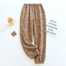 Load image into Gallery viewer, 2025 New Spring Summer Women&#39;s Pajamas 100% Cotton Crepe Pants Women&#39;s Comfortable Loose Large Leaf Home Pants Thin bottoms
