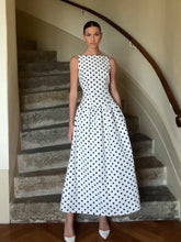 Load image into Gallery viewer, Elegant Women Polka Dot Maxi Dresses Chic Sleeveless Round Neck High Waist Slim Long Vestidos 2025 Lady Party Street New Dress
