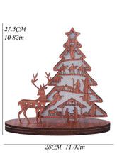 Load image into Gallery viewer, 3pcs Christmas Tree Shape Luminous Wooden Nativity Scene Ornaments Elk Christmas Decorations Ornaments Party Decorations
