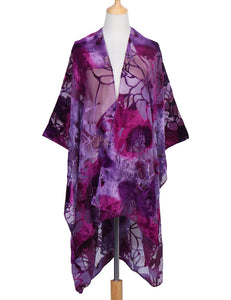 WeHello Bohemian burnt plush kimono Women's long Purple Tassel Beach Cover-up  Holiday Casual Cardigan Shawl JYPF-20