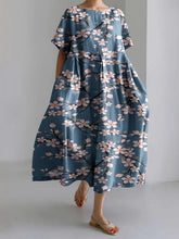 Load image into Gallery viewer, New Women&#39;s Round Neck Long Casual Dress Summer Large Size Fresh Fish Print Dress Street Vacation Short-sleeved Dress
