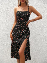 Load image into Gallery viewer, 2024 Summer Sexy Spaghetti Straps Dress Women Fashion Polka Dot Print Sleeveless Slit Dress Boho Casual Beach Midi Dresses
