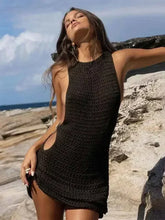 Load image into Gallery viewer, 2025 Summer Sexy One Neck Cut Out Circle Decoration Corset Slim Beach Mini Dress Women Seaside Beachwear Swimwear Cover Up A2796
