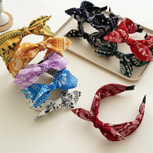 Load image into Gallery viewer, Fashion Paisley Bandana Headband for Women Top Knotted Bow Hairbands Cute Rabbit Ear Turban Headwrap Hair Band Girls Accessories
