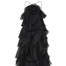 Load image into Gallery viewer, Beach Layer Ruffles Long Dress Women 3d Flower Backless Sleeveless Slim Fit Maxi Dresses Female 2025 Summer Lady Party Robes
