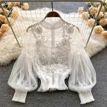 Load image into Gallery viewer, Lace Puff Long Sleeve Blouse Vintage Fashion Blouses Elegant Femme Blusas Korean Woman Tops Women Shirts Clothing Dropshipping
