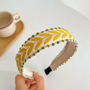 New Fashion Headband For Women Top Bohemia Leaf Embroidery Hairband Girls Spring Turban Hair Accessories