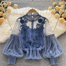 Load image into Gallery viewer, Lace Puff Long Sleeve Blouse Vintage Fashion Blouses Elegant Femme Blusas Korean Woman Tops Women Shirts Clothing Dropshipping
