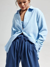 Load image into Gallery viewer, Bornladies 2025 Women&#39;s Spring Summer 100% Cotton Shirts Office Lady  Fashionable Solid Lady Long Sleeve Loose Tops Crepe Shirts
