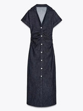 Load image into Gallery viewer, Sexy Women Backless Lace Up High Waisted Denim Dress Fashion O Neck Sleeveless A Line Dresses Spring Chic Lady Street Robes
