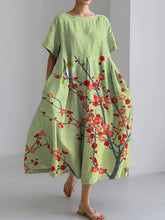 Load image into Gallery viewer, New Women&#39;s Round Neck Long Casual Dress Summer Large Size Fresh Fish Print Dress Street Vacation Short-sleeved Dress

