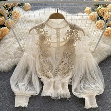 Load image into Gallery viewer, Lace Puff Long Sleeve Blouse Vintage Fashion Blouses Elegant Femme Blusas Korean Woman Tops Women Shirts Clothing Dropshipping
