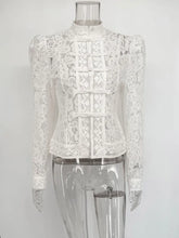 Load image into Gallery viewer, Tossy Summer Lace Printed Shirts Tops Female Hollow Out Fashion Commute Vintage See-Through Blouse Women&#39;s Lace Shrug Shirts New
