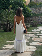 Load image into Gallery viewer, New Summer Solid Maxi Dresses Fashion Long Sleeves Deep Low Neck Back Hollow Out See Through Women Robes 2025 Chic Holiday Wear
