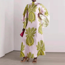 Load image into Gallery viewer, Ethnic Retro Spring Print Boho Long Dress Women Sexy Stand Collar Lace-up Party Dress Fall Long Sleeve Loose Ladies Maxi Dresses
