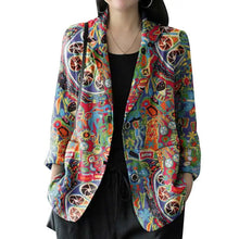 Load image into Gallery viewer, Autumn Vintage Long Sleeve Printed Coats Female Thin Tops Women Blazer Spring Summer Cotton Shirt Casual Outwears
