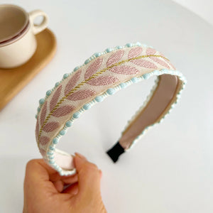 New Fashion Headband For Women Top Bohemia Leaf Embroidery Hairband Girls Spring Turban Hair Accessories