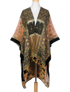 WeHello Bohemian burnt plush kimono Women's long Purple Tassel Beach Cover-up  Holiday Casual Cardigan Shawl JYPF-20