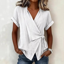 Load image into Gallery viewer, 2026 Spring and Summer Cross-border European and American New Style Casual Solid Color Stand-up Collar Tie-up Asymmetrical Loose
