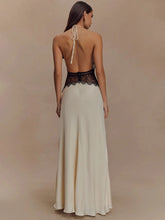 Load image into Gallery viewer, Mozision Summer Backless Sexy Maxi Dress Women Gown Patchwork Lace Halter Deep V Neck Sleeveless High Waist Elegant Long Dress
