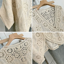 Load image into Gallery viewer, Boho Crochet Cardigan - Romantic Floral &amp; Geometric Lace Cover-Up For Vacation &amp; Daily Wear | Lightweight V-Neck Button-Up Knit
