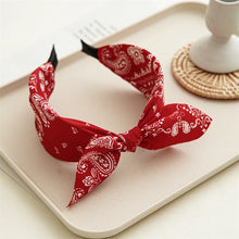 Load image into Gallery viewer, Fashion Paisley Bandana Headband for Women Top Knotted Bow Hairbands Cute Rabbit Ear Turban Headwrap Hair Band Girls Accessories
