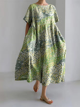 Load image into Gallery viewer, New Women&#39;s Round Neck Long Casual Dress Summer Large Size Fresh Fish Print Dress Street Vacation Short-sleeved Dress
