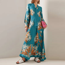 Load image into Gallery viewer, Ethnic Retro Spring Print Boho Long Dress Women Sexy Stand Collar Lace-up Party Dress Fall Long Sleeve Loose Ladies Maxi Dresses
