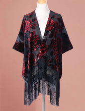 Load image into Gallery viewer, WeHello Bohemian burnt plush kimono Women&#39;s long Purple Tassel Beach Cover-up  Holiday Casual Cardigan Shawl JYPF-20

