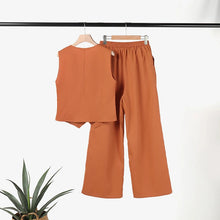 Load image into Gallery viewer, Woman Elegant 2-Piece Pant Sets Casual Vest and Pants Sets Old Money Style Suits 2pcs Outfits Wide Leg Trouser Sets
