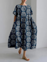 Load image into Gallery viewer, New Women&#39;s Round Neck Long Casual Dress Summer Large Size Fresh Fish Print Dress Street Vacation Short-sleeved Dress
