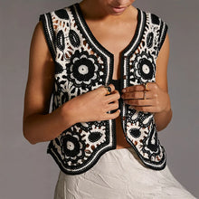 Load image into Gallery viewer, Women Floral Embroidered Crochet Vest Top Summer Beach Cover Up Cardigan Waistcoat Boho Chic Vacation Outfit
