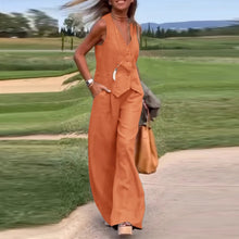 Load image into Gallery viewer, Woman Elegant 2-Piece Pant Sets Casual Vest and Pants Sets Old Money Style Suits 2pcs Outfits Wide Leg Trouser Sets
