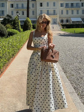 Load image into Gallery viewer, 2025 Polka Dot Maxi Dresses Women Elegant Square Neck Lotus Hem Long Gowns Chic Lady Sleeveless High Waist Cinched Summer Robes
