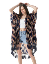 Load image into Gallery viewer, WeHello Bohemian burnt plush kimono Women&#39;s long Purple Tassel Beach Cover-up  Holiday Casual Cardigan Shawl JYPF-20
