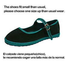 Load image into Gallery viewer, Gray Mary Jeans Flats Shoes Women Round Toe Hand Stitch Velvet Cloth Shoes Ladies Casual Soft Comfortable Ballet Shoes Loafers
