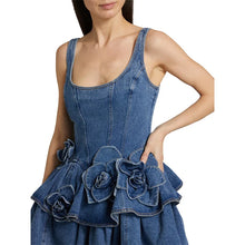 Load image into Gallery viewer, Chic Summer 3d Floral Denim Mini Dress Vintage A Line Halter High Street  Jean Vesidos 2025 New Lady Partyy2k Fashion Clothing
