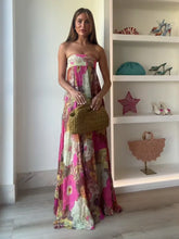 Load image into Gallery viewer, Casual Pleated Printed Strapless Maxi Dress Women Chic Sleeveless High Waist Loose Hem Long Dresses Summer New Lady Party Robes
