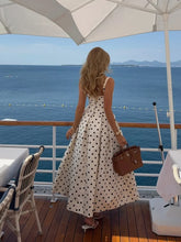 Load image into Gallery viewer, 2025 Polka Dot Maxi Dresses Women Elegant Square Neck Lotus Hem Long Gowns Chic Lady Sleeveless High Waist Cinched Summer Robes
